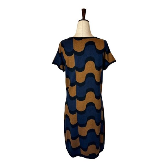 Boden Dress Women 10 Blue Tan Knit Groovy Mod Tunic Abigail Sweater‎ Dress - Picture 3 of 8